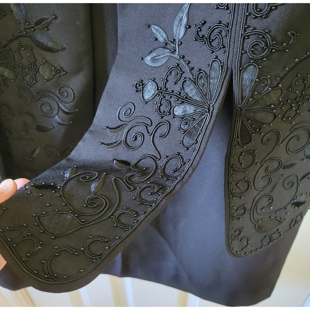 Studio I Womens Black Embroidered Beaded Dress Jacket Look Size 16 Formal 40227 - Picture 4 of 8